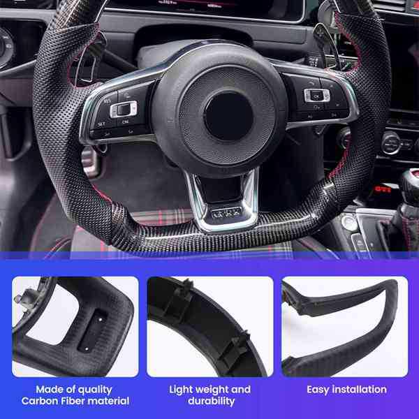 Dry Carbon Fiber Steering Wheel Trim for Volkswagen Golf 7 MK7, Passat B8, Tiguan MK2