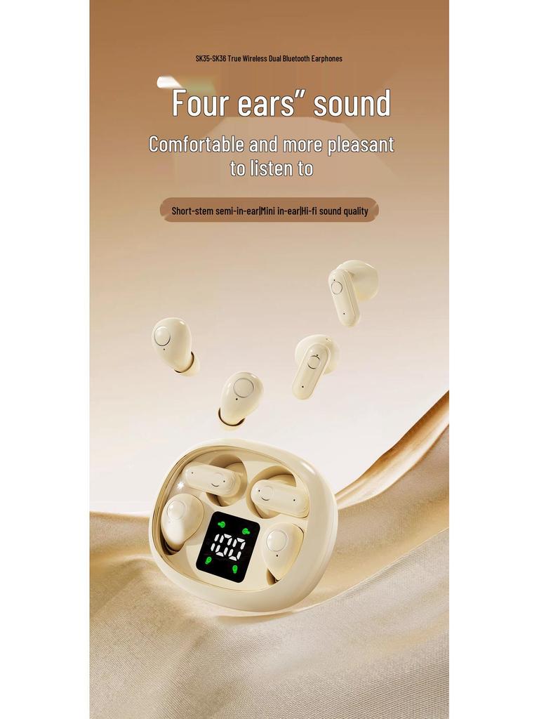 SK35 TK Two-in-One Wireless Bluetooth Earphones - Four-Ear High Sound Quality, Painless Mini In-ear Design