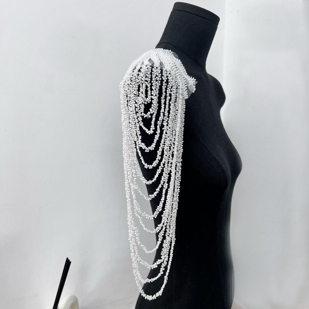 Black Tassel Chain Sequins Shoulders Wedding Dress Performance Dress Fashion Accessories