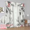 2pcs,2D Plane Printing Curtains Christmas Pine Berry Branches Versatile Durable Polyester (without Rod) Gifts for Bedroom and