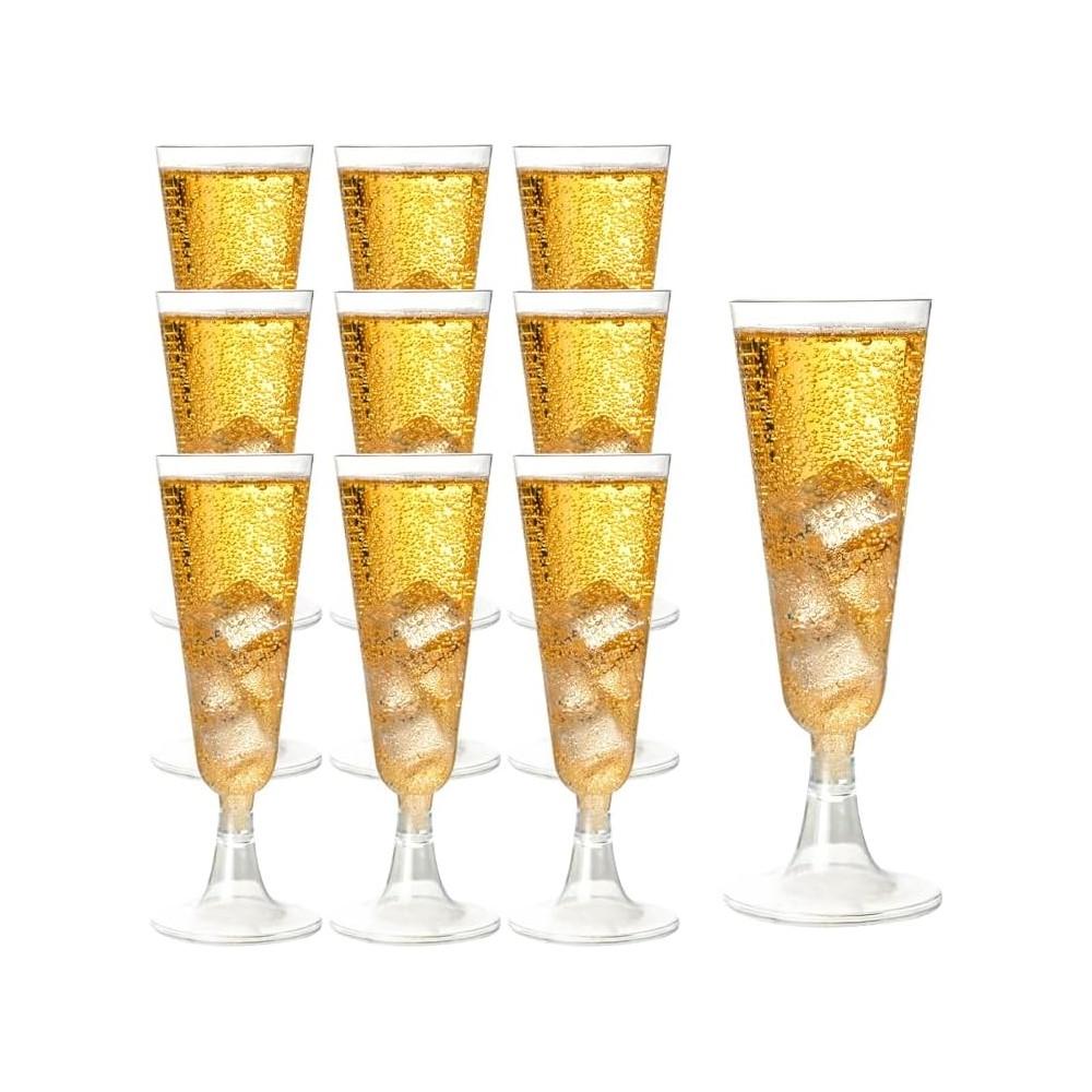 

50 Pack White Plastic Champagne Glasses - 5.5 Oz Disposable Champagne Glasses For Weddings, Birthday Parties, Receptions Set 100pcs