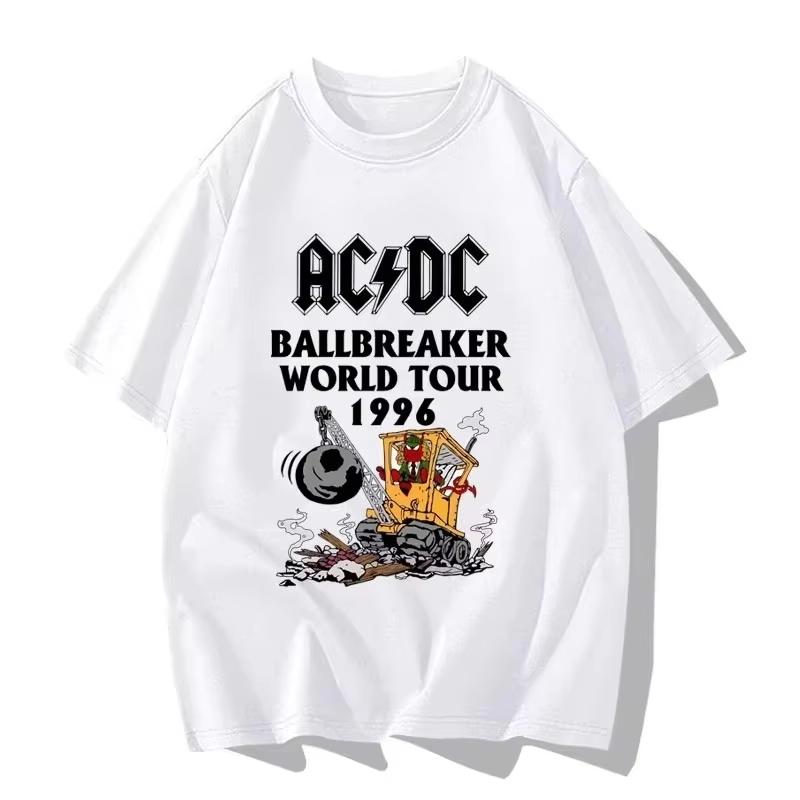 Лето и Осень 2025 года футболки с принтом панк-рок группы ACDC свободного и модного кроя мужская и женская спортивная одежда топы 103001 S