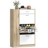Shoe Cabinet with 3 Doors for 18-27 Pairs of Shoes Modern Shoe Cabinet with Drawer and Door 84x30x132 Cm Natural