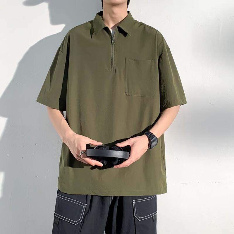 Men's Summer Lightweight Half-Zip Polo T-Shirt