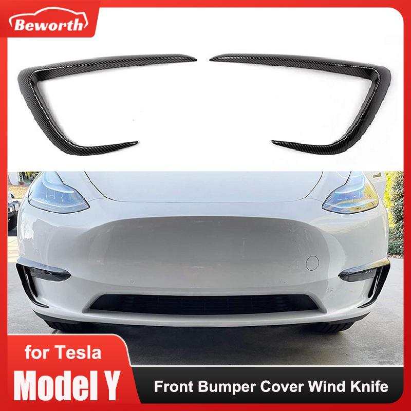Front Fog Lamp Eyebrow Wind Knife For Tesla Model Y 2024 Styling Sticker Spoiler Blade Trim Carbon Trim Bodykits Tuning Bumper