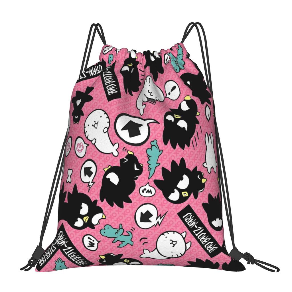Custom B-BADBADTZ Drawstring Backpack Sports Gym Bag for Men Women Penguin Anime Shopping Sackpack