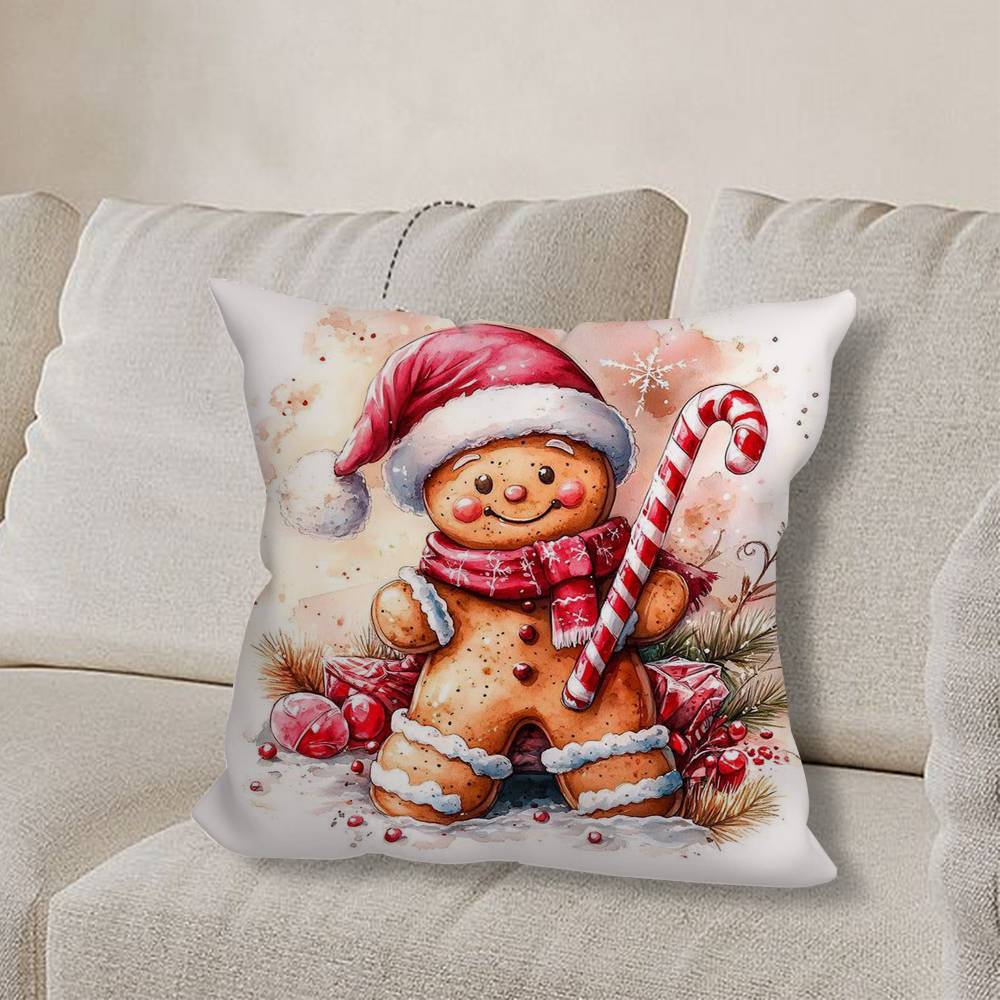 Christmas G-gingerbread Art Pillow Case Sofa Living Room Bedroom Headboard Backrest Cushion Square Cushion Nap Time