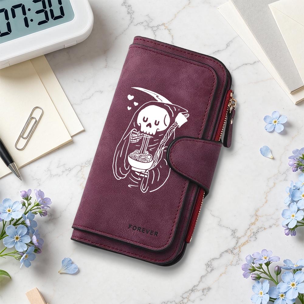 Grim Reaper Pattern Long Wallet Casual Portable Card Holder Fashion Daily Purse