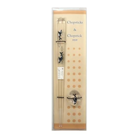 Aoba Chopstick Rest & Chopstick Set, Animal Land Orca, 23cm, Made in Japan, Dishwasher Safe