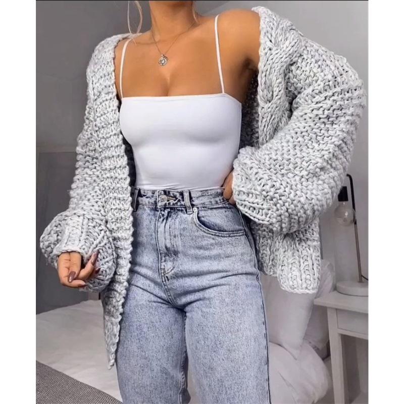 Women's Chunky Knit Cardigan Oversized Loose Open Front Long Sleeve Sweater