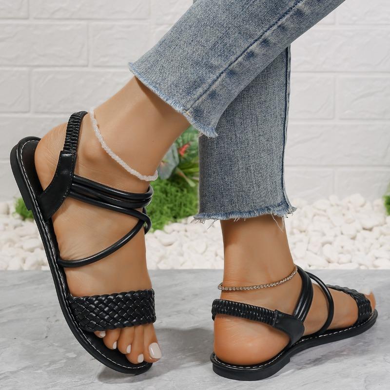 Women's Sandals Summer Korean Version Net Red Wear Fashion Versatile Woven Flat Fairy Roman Sandals