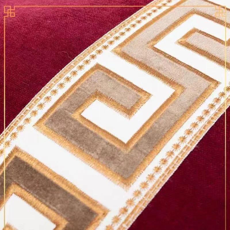 Chinese Style Chenille Sofa Cover Four Seasonal Universal Solid Wood Sofa Seat Cushion Joyful Anti Slip Red Chair Cushion Cover