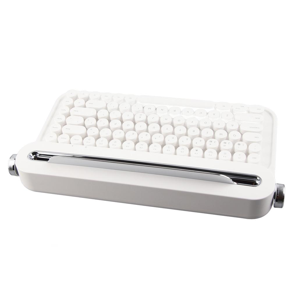 Vintage Bluetooth Keyboard 86 Keys Portable Wireless Keyboard with Integrated Stand for Windows for
