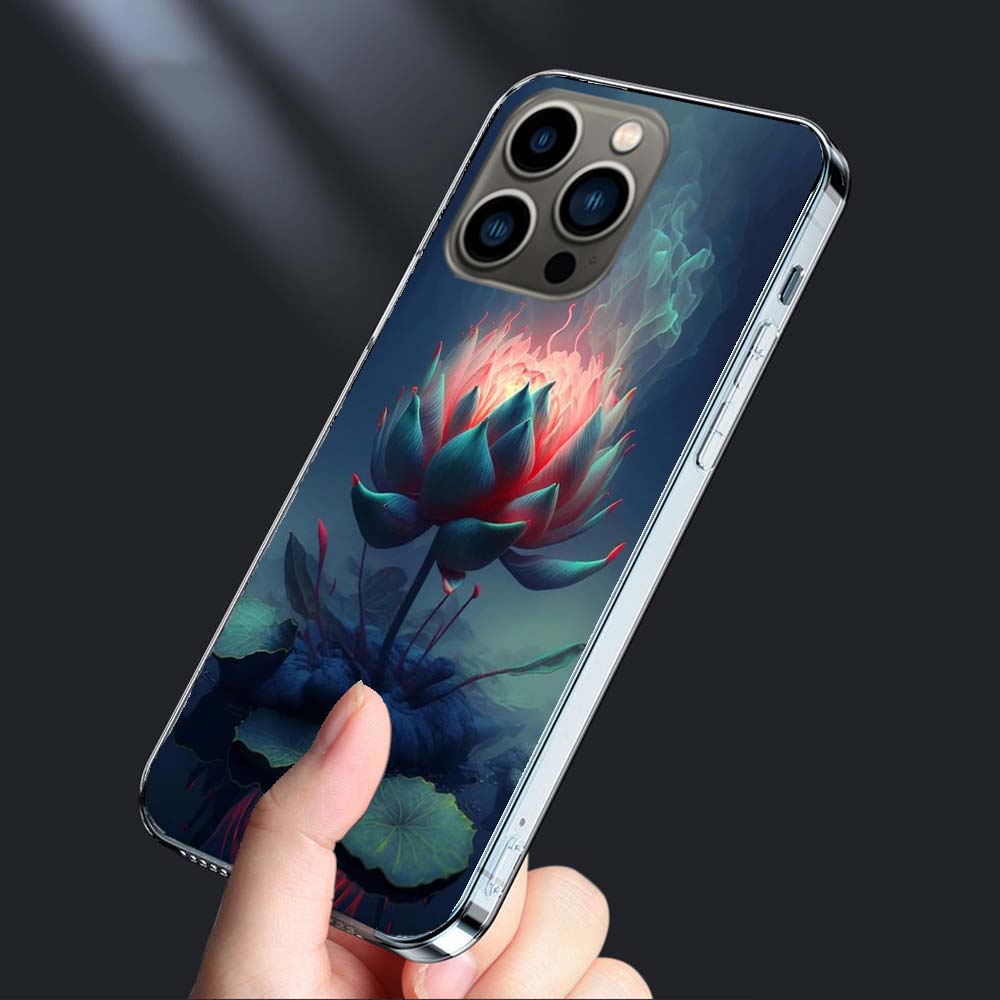 Buddhist Fire Lotus Phone Case For Iphone 16E 15 Pro 14 Plus 17E 16 17 Pro Max Air 11 12 13 Mini Shockproof Capa Cute Cover T