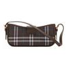 Burberry Checkered Leather Baguette Shoulder Bag With Gold Buckle & Detachable Strap