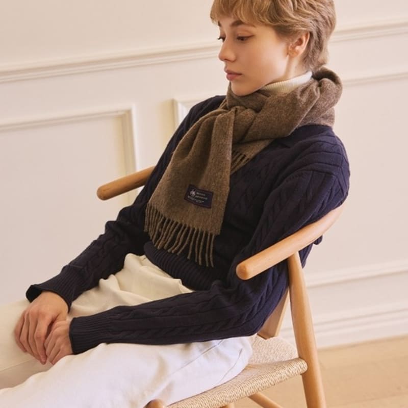 ABRAHAM MOON Merino Wool Muffler 25cm - Dark Beige