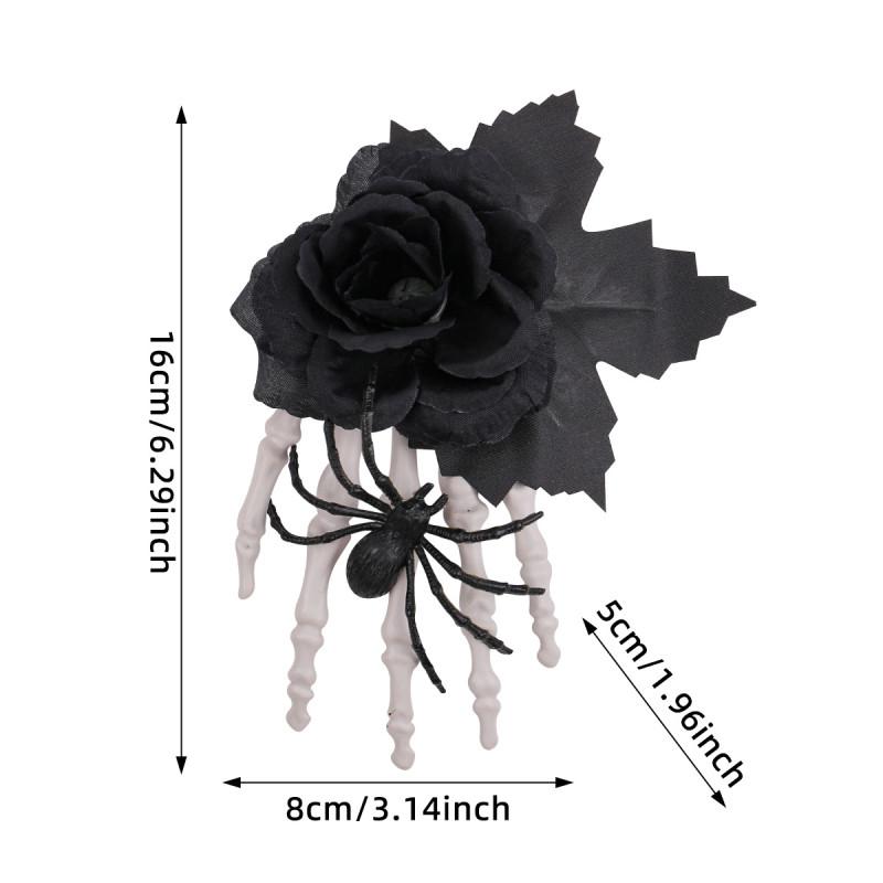 Rose Halloween Black Skull Claw Hair Clip With Spider For Accessories Costume