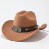 New Belt Decoration Western Cowboy Hat Retro Fashion Hat Autumn and Winter Women's Party Performance Jazz Top Hat
