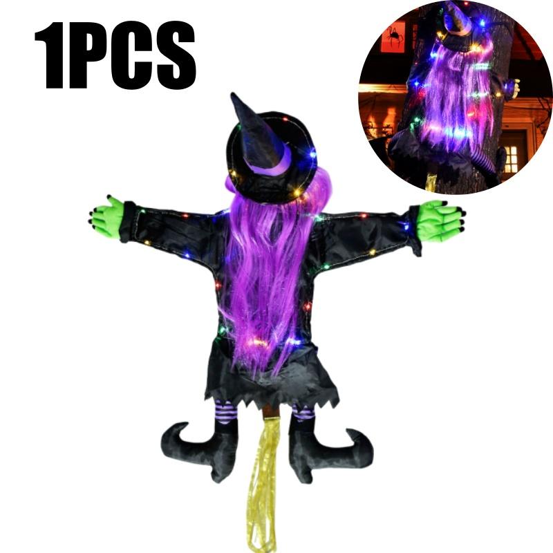 

Flying Witch Tree Crash Halloween Decoration Outdoor Yard Prop Scary Lawn Garden Decor Spooky House Party Ornament