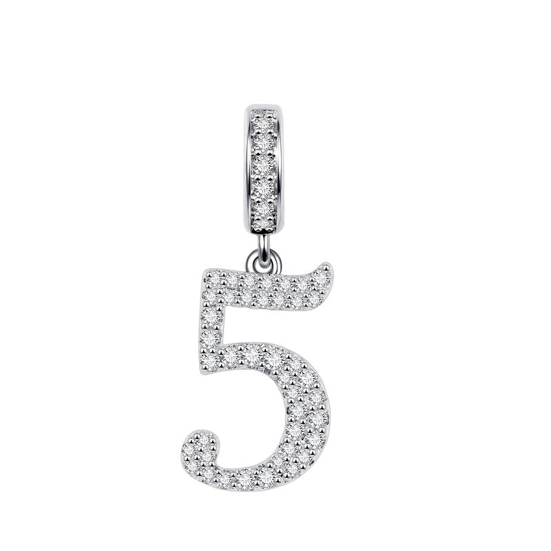 Fine Charms Handmade DIY Women Fashion Jewelry Gift Item Sparkling 0-9 Lucky Numbers Zirconia Charm Pendant Fit Original Design Bracelets Beads