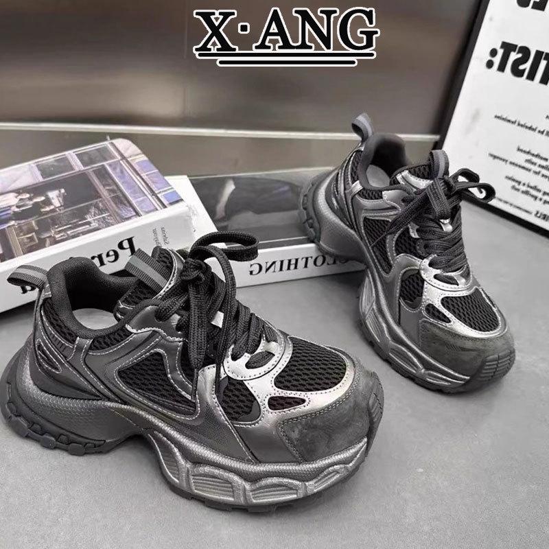 

Little monster explosion leather dad shoes women s thick-soled heightening sneakers 2025 new autumn casual shoes children 40