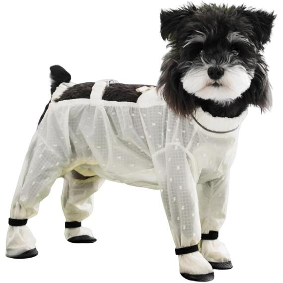 Anti Dust Pants with Shoes for Dogs, Dog Suspenders Boots, Waterproof Protective Dog Clothing, Medium Size, Jacquard Chiffon Waterproof Coated Fabric