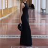 Spring New, Fashionable and Elegant Banquet Solid Color Lace-up Dress