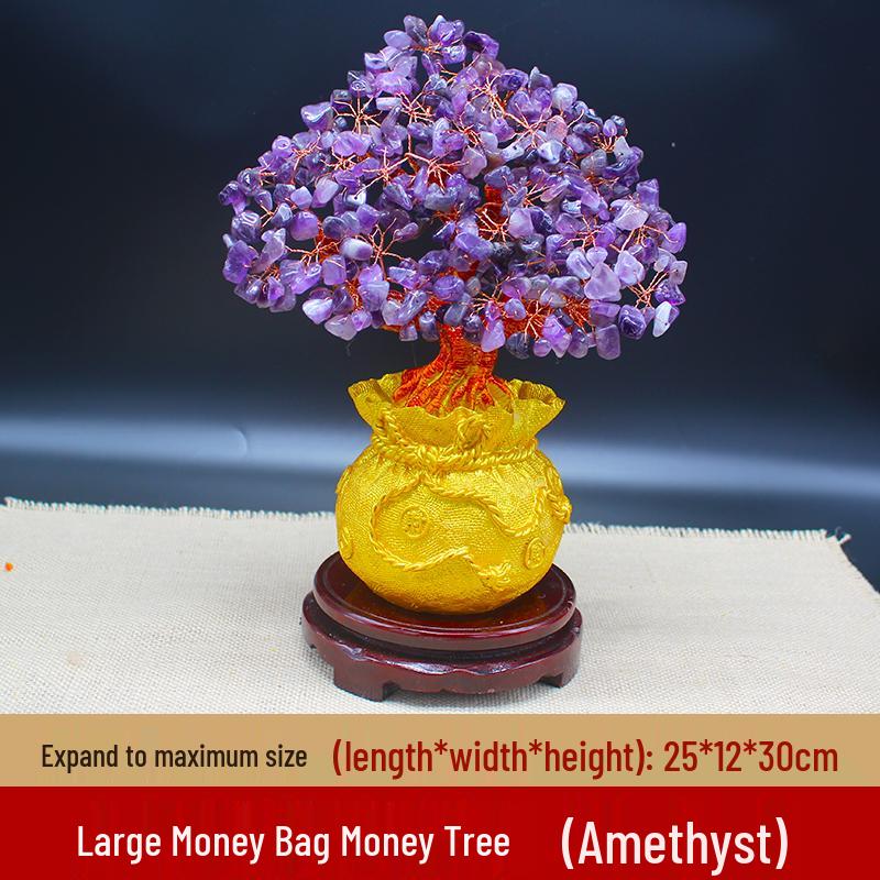 Amethyst Money Tree Ornament: Purple Wealth-Attracting Home Decor Gift