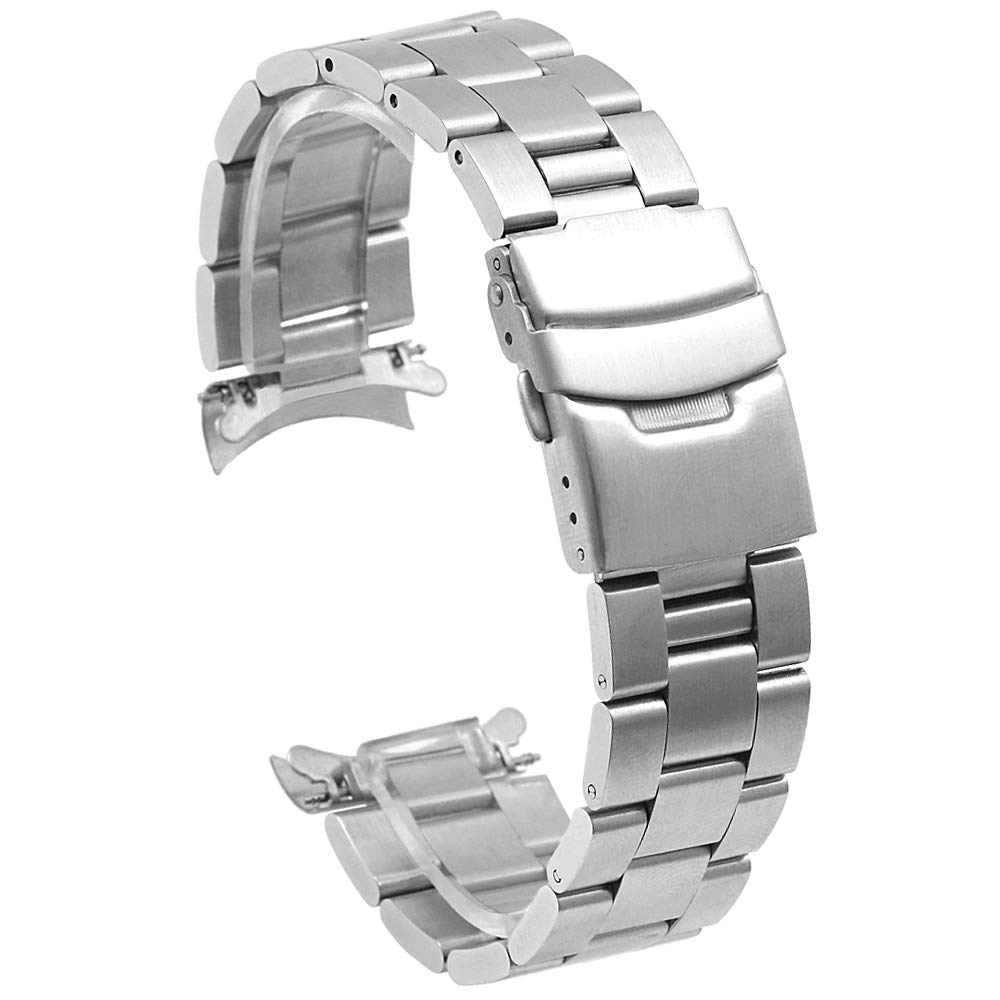 

Kai Tian Сужающийся ремешок для часов 22 мм из нержавеющей стали с изогнутыми концами и серебристой застежкой-пряжкой 20 мм,