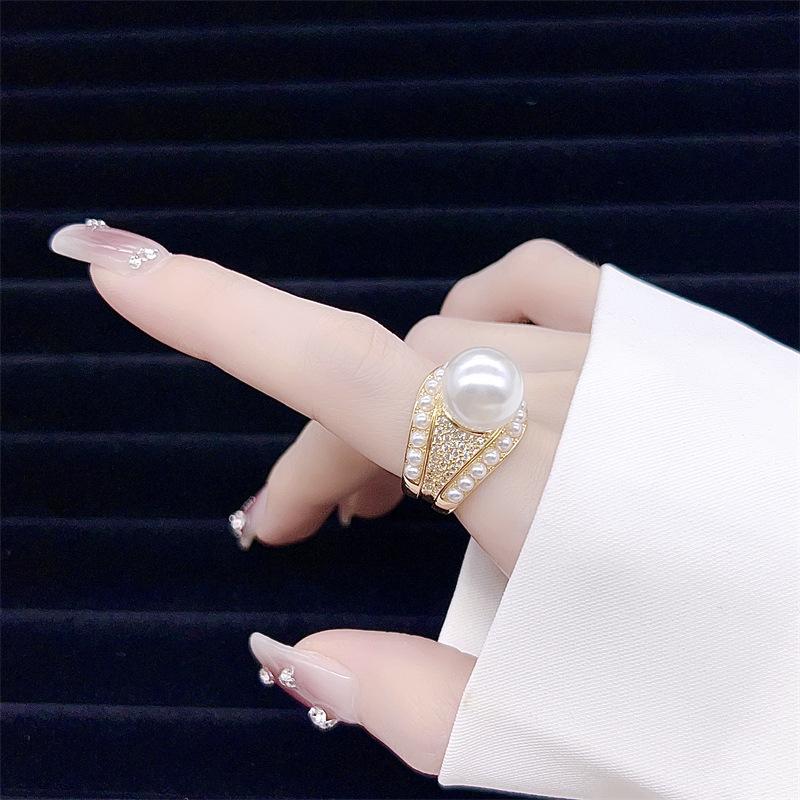 Baroque Pearl Ring Set: Women s Open, Exaggerated, Versatile Fashion Accessory Adjustable Open Size