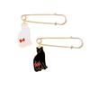 2 Teile/satz Paar Freund Katzen Brosche Set Nette Schwarz Und Weiß Kätzchen Emaille Pins Cartoon Katze Klaue Fishbone Abzeichen Tasche revers