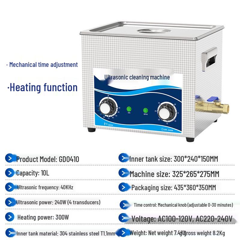 Ultrasonic Cleaner for Stainless Steel Parts, Circuit Boards, Dental Wax & Oil Removal, Customizable for Laboratory Use