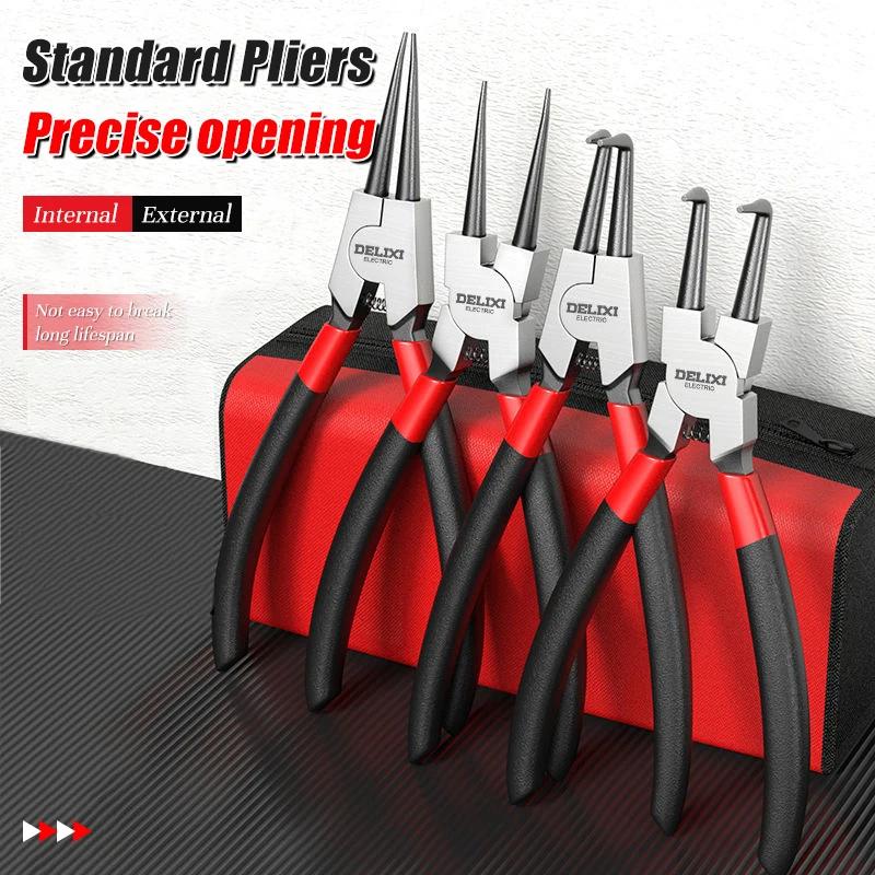 Snap Ring Pliers Circlip Pliers Internal External Ring Remover Installation Tool Pointed Mouth External Curved Expansion Pliers