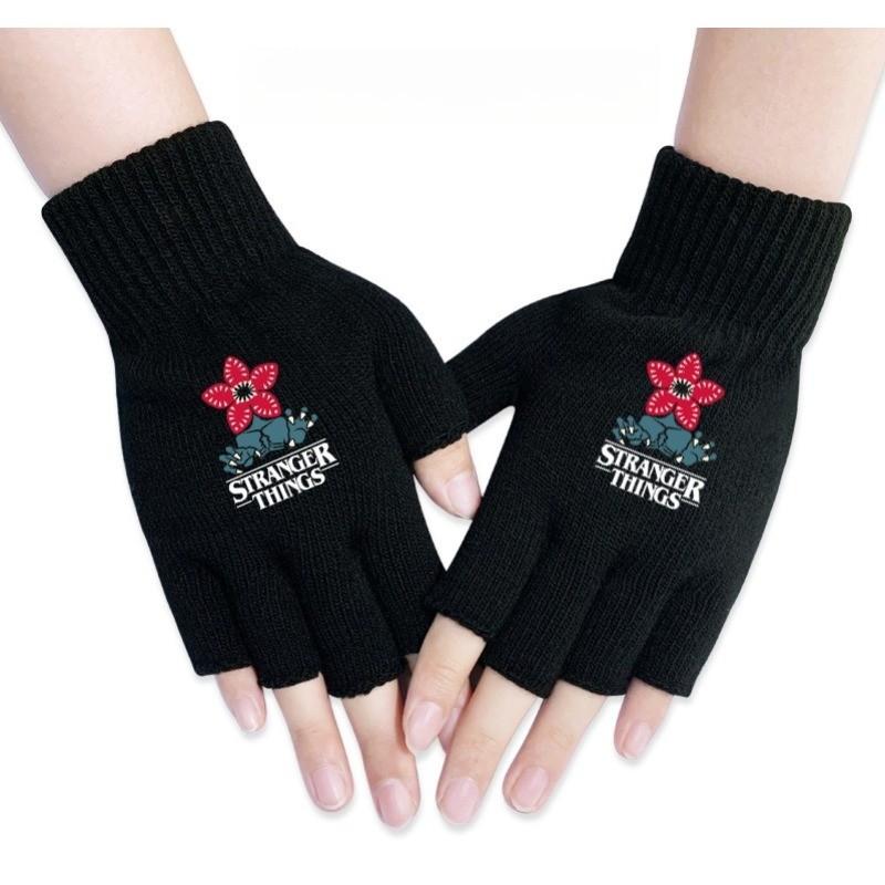Stranger Printed Cotton Autumn Winter Warm Knitted Touch Gloves Fingerless Gloves