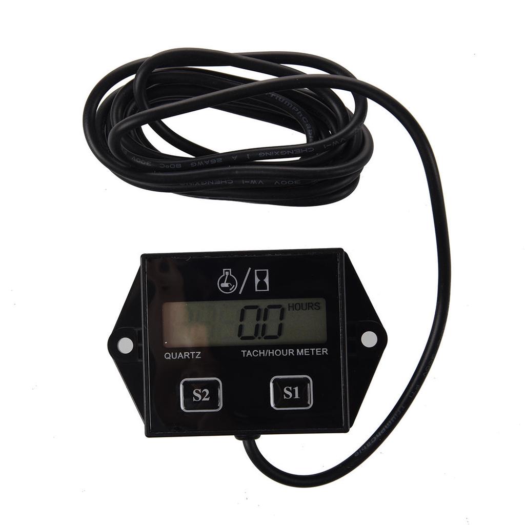 Digital RPM Tach Hour Meter Tachometers Gauge Spark Plug For Motorcycle Tool