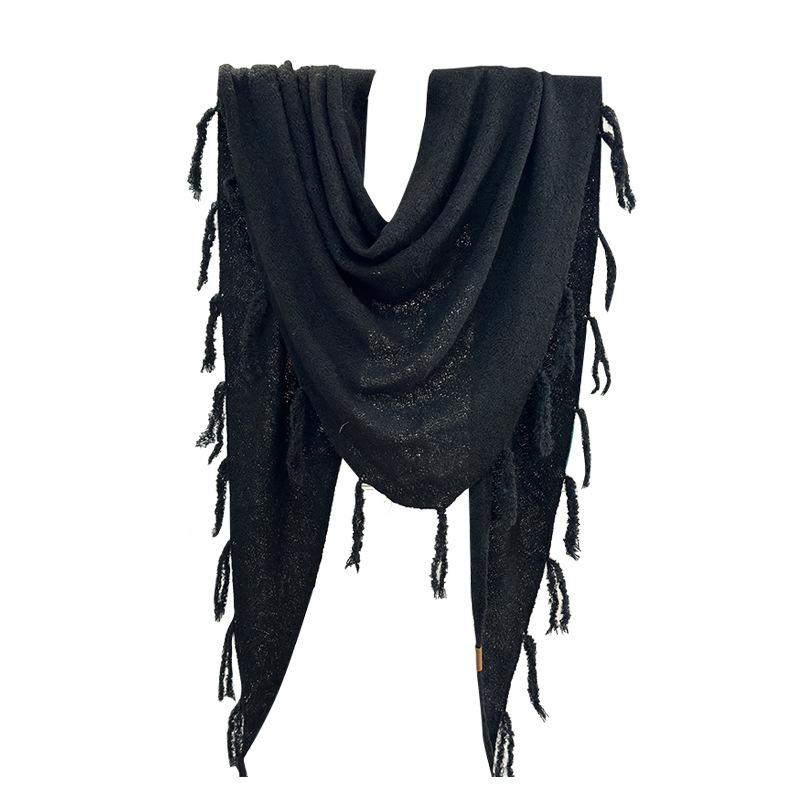 Trendy new scarf women's high-end sense versatile atmosphere wool shawl warm thickened fringed cashmere scarf