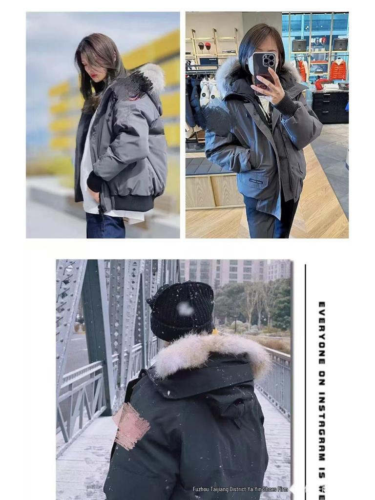Winter Pure Canada Goose Down Bomber Jacket Putin Style Unisex White Duck Cold-Proof
