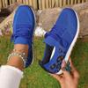Women's Plus Size Breathable Sports Shoes Flyknit Mesh Casual Single Shoe Solid Color Front Lace Up Slope Heel Sneaker 35-43