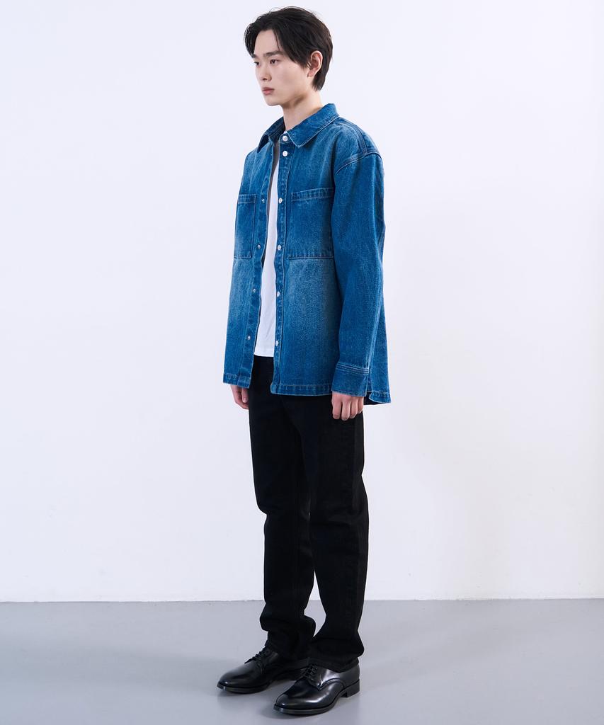 Plac Washed Denim Shacket Mid Blue