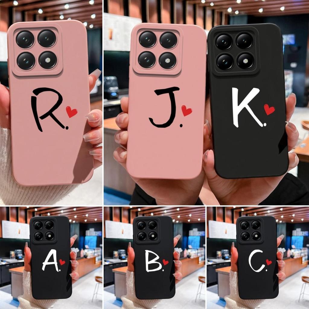 Custodia Per Xiaomi 14T 14 15 12 12S 12T 12X Pro Ultra Lite Cover Posteriore Carina Cuore d'Amore Modello Lettera Silicone Morbido Anti Caduta Protettiva Per Xiaomi Capa