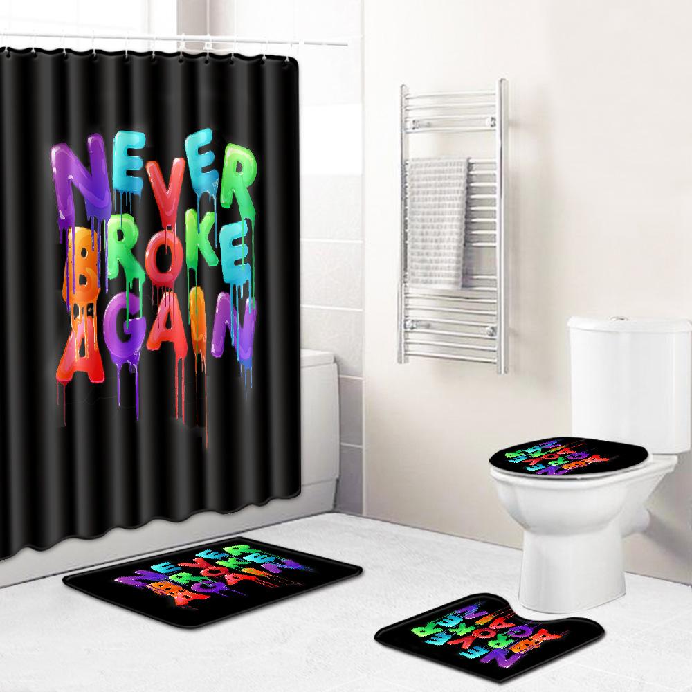 Creative Bathroom Non-Slip Floor Mat, Shower Curtain Combination Carpet, European And American Style Explosion Woman
