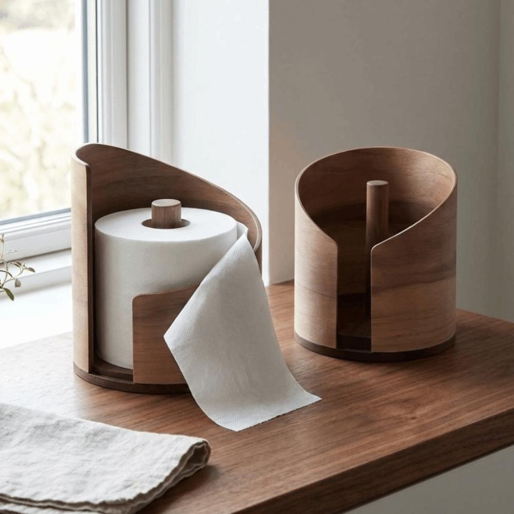 Großer Holz-Papierhandtuchhalter Natürliches Holz Stabile Taschentuch-Aufbewahrungsbox Minimalistischer INS Runder Rollenspender Wohnzimmer