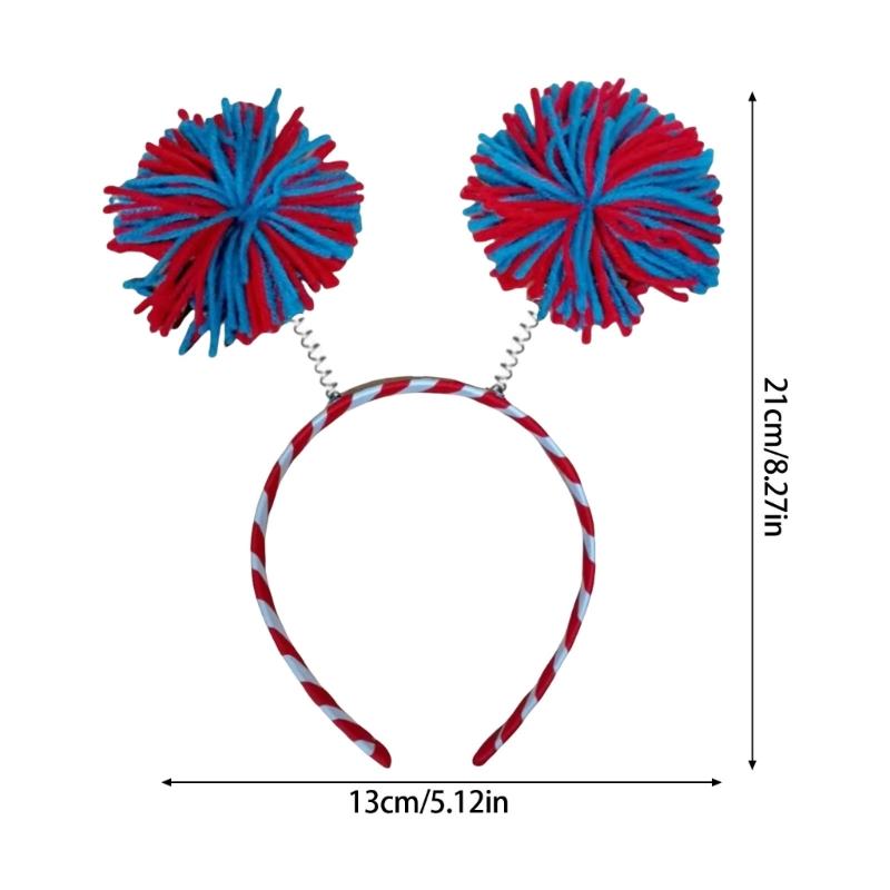 Furry Yarns Hairhoop for Family Gathering 3 Color Pompoms Headpiece Costume Hair Decoration for Casual and Formal Event