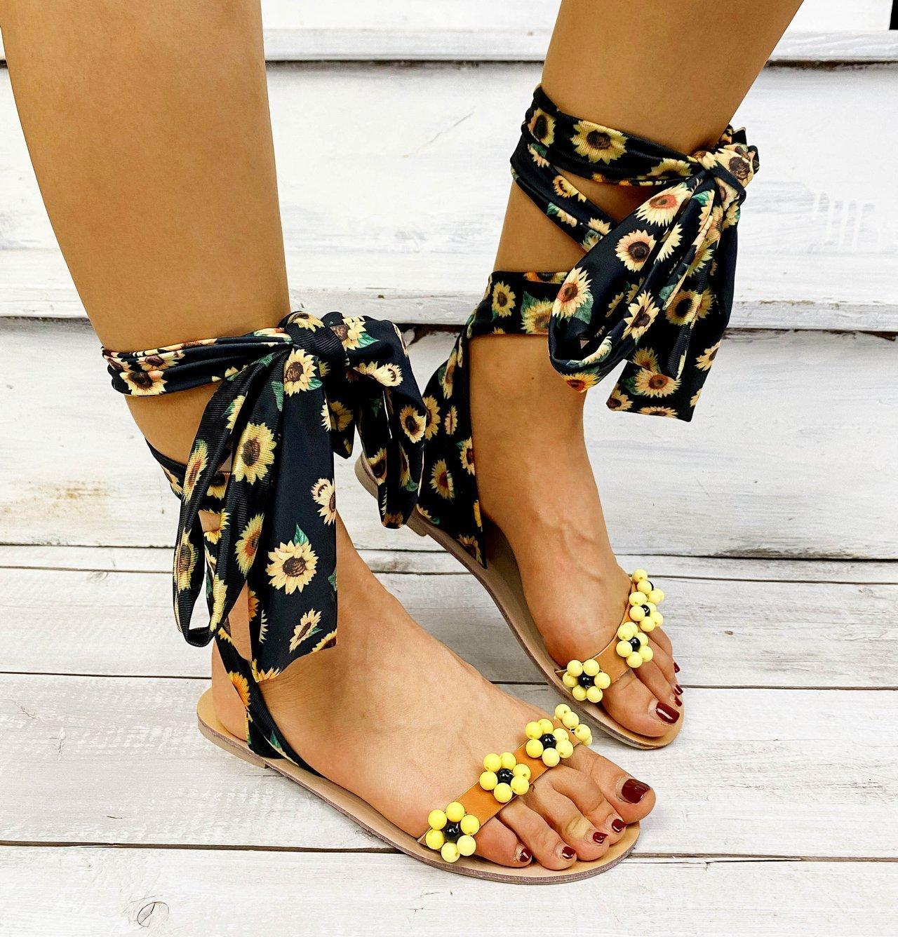 

Досуг мода дропшиппинг распродажа обувь винтажные цветы шнуровка плоские с гладиаторскими ретро женские сандалии 43 жёлтый