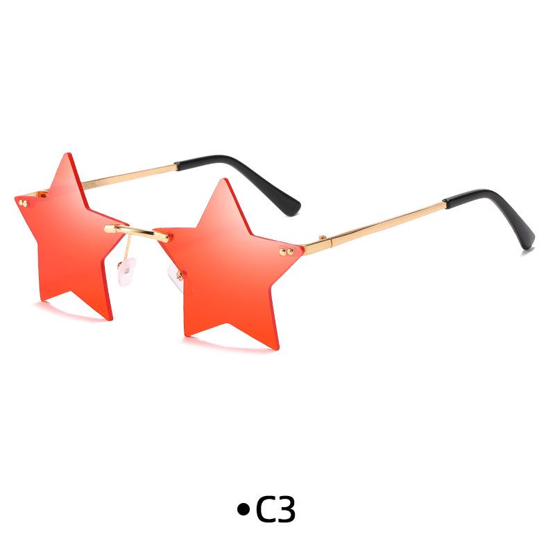 Trendy Rimless Star Shape Sunglasses for Women Men Party Funny Pentagram Eyewear Christmas Decor