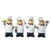 Yousheng Cartoon Chef Figurine Hand-Painted Holding Fruit Plate Cake Noodles Spoon Chef Statue Sculpture Home Kitchen Dining Room Decoration Ornament
