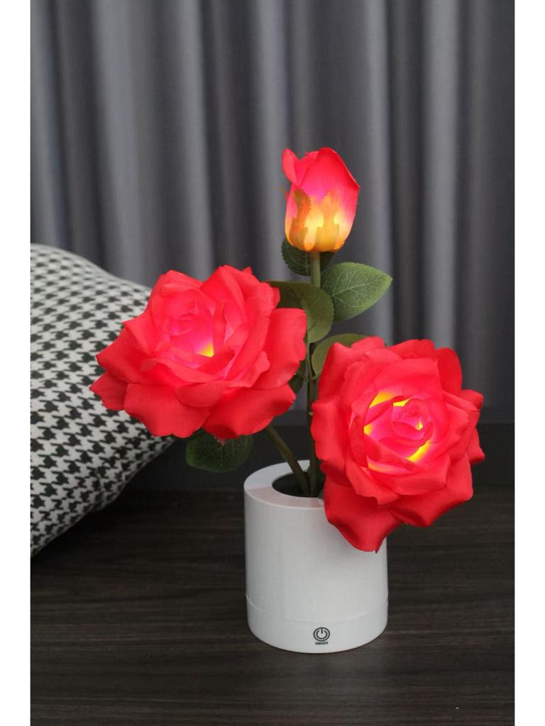 Creative Red Rose Table Lamp - Romantic Night Light for Festivals, Birthdays, Qixi, and Valentine's Day