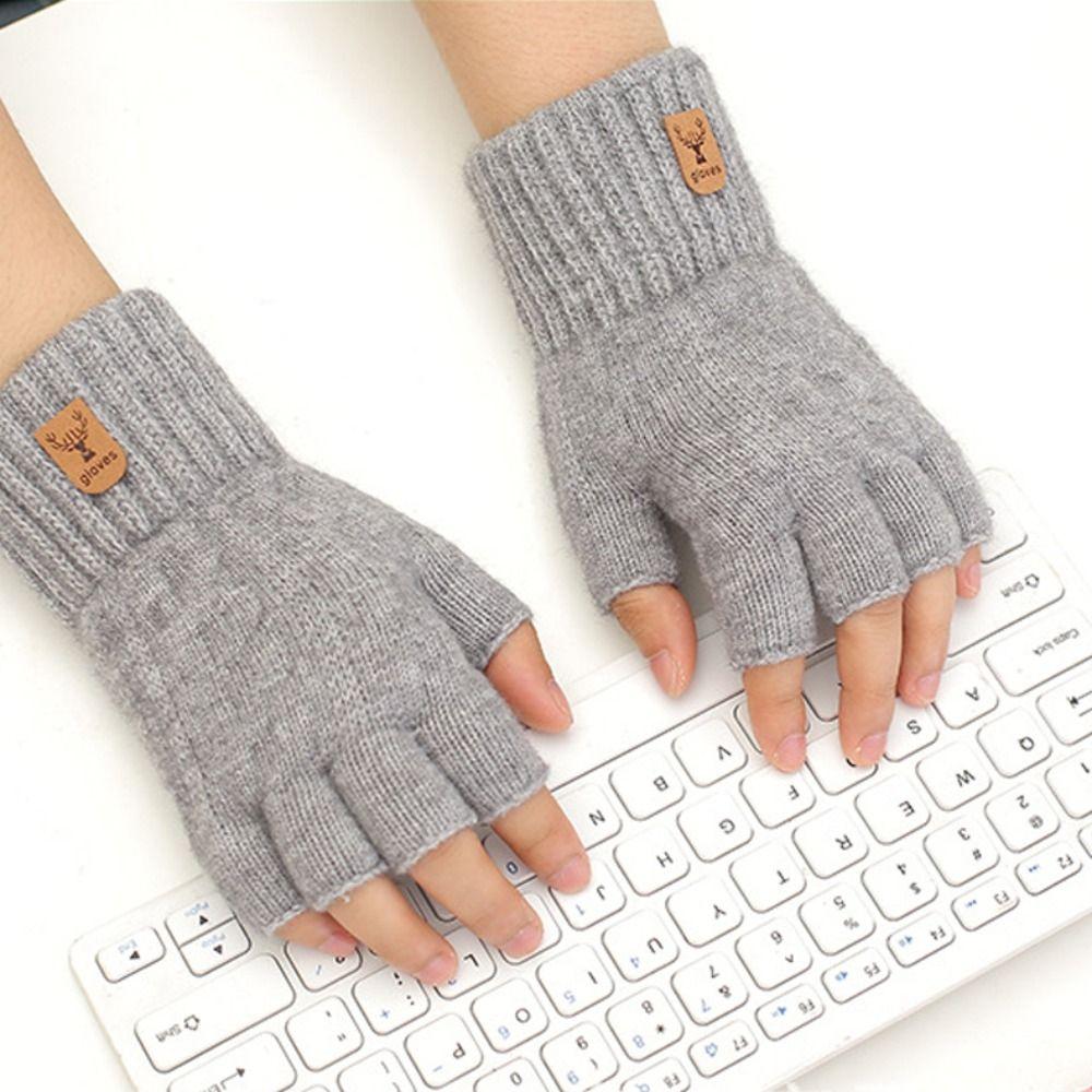 Alpaka Wolle Gestrickte Handschuhe Thermische Halbfingerhandschuhe Trendige Winter Warme Handschuhe