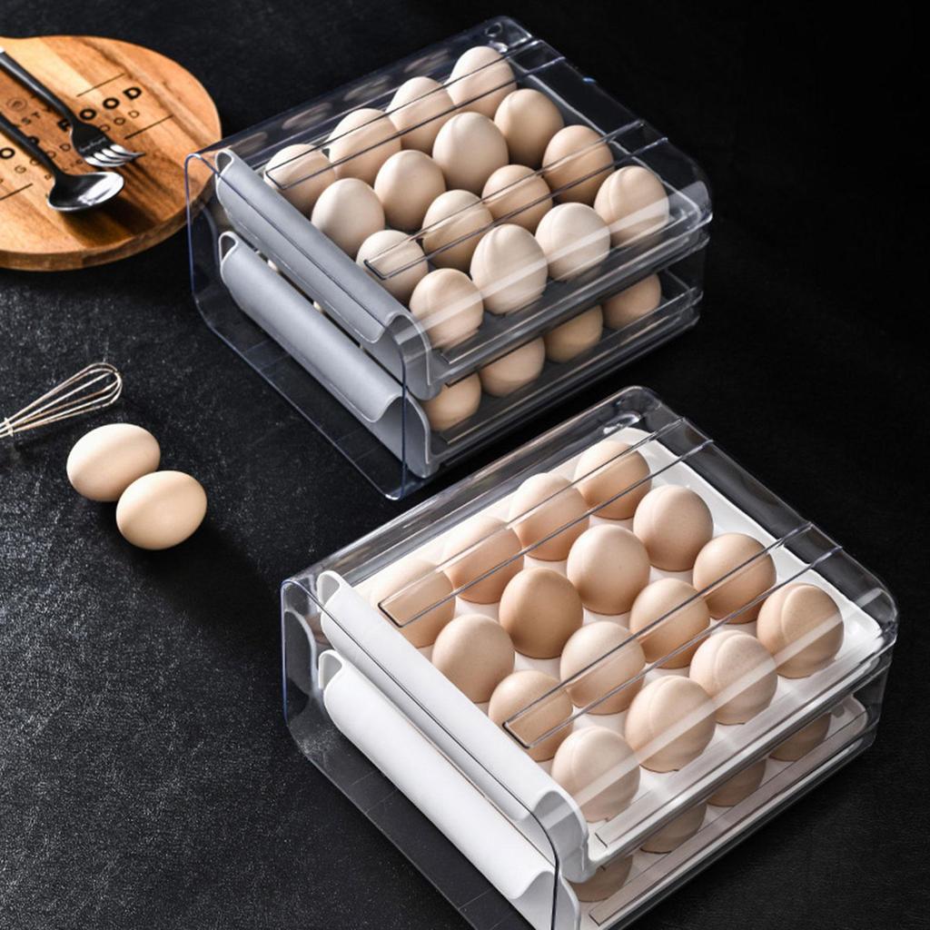 Clear Egg Storage Organizer for Refrigerator - Holds 32 Eggs