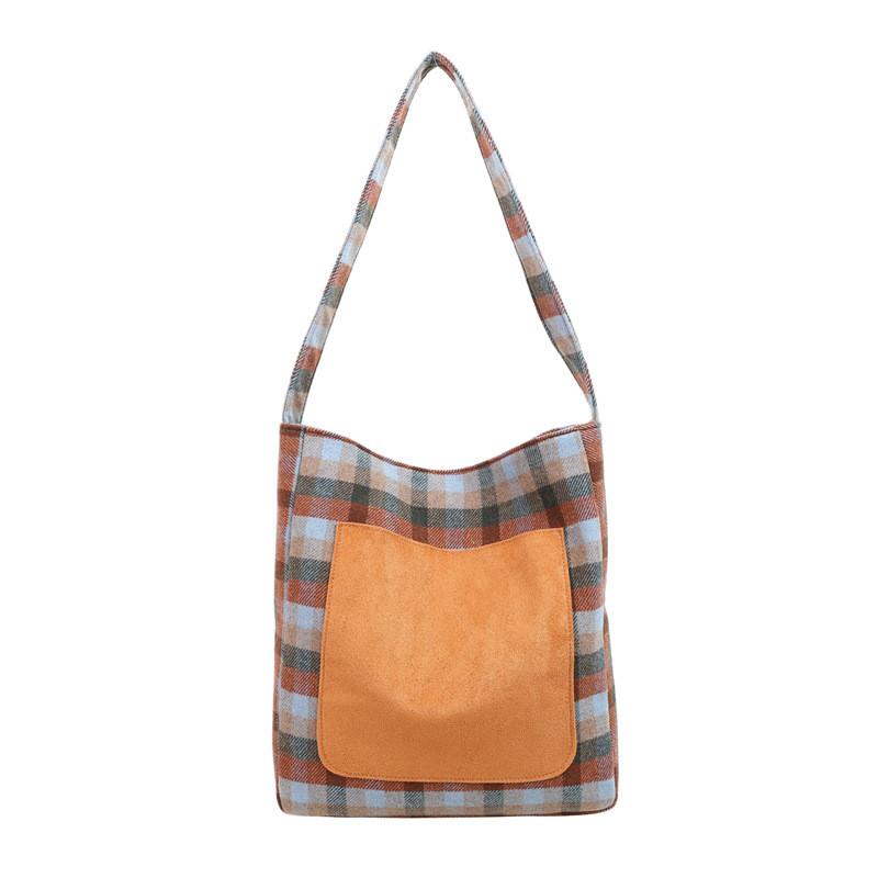 Street Style Plaid Shoulder Bag For Daily Use With Magnetic Closure And Phone Pocket